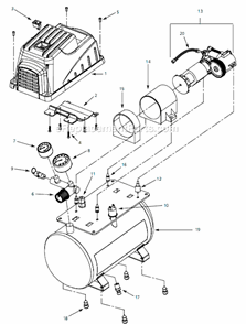 Part Location Diagram of FP209531AV Campbell Hausfeld Pump/Motor Assembly